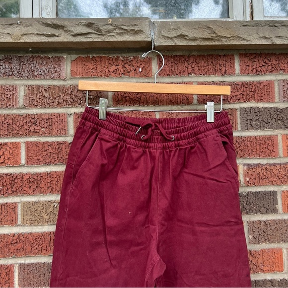 Franceca’s Burgundy High Waisted Cargo Drawstring Joggers Pants - Picture 2 of 3